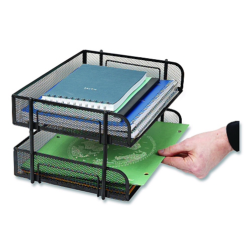 Mind Reader Stackable Paper Desk Tray Organizer, Letter Size, 10 x 13.5 x 2.5, Black, 2/Pack (ESTACK2BLK)