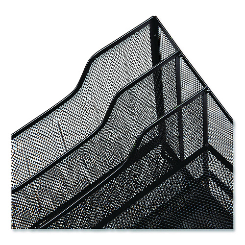 Mind Reader Metal Mesh Vertical File Holder Paper Tray Desktop Organizer, 2-Tier/5-Compartment, Letter Size, 11.25 x 12.5 x 9.5, Black (MESHBOX5BLK)