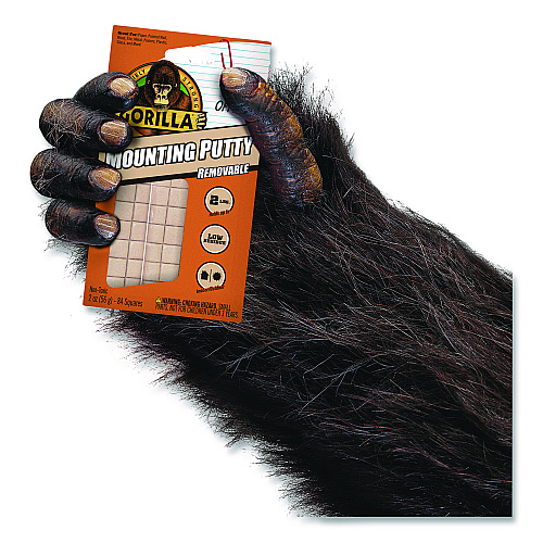 Gorilla Removable Mounting Putty, Repositionable and Reusable, 2 oz, 84 Squares/Pack (102745)