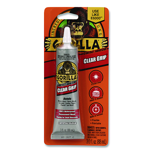 Gorilla Clear Grip Contact Adhesive, 3 oz Tube, Dries Clear (8040002)