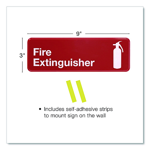 Excello Global Products Fire Extinguisher Wall Sign, 9" x 3", Red Face, White Graphics, 3/Pack (EGPHD0480S)
