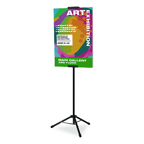 Excello Global Products Blank Floor Sign Stand, Holds Posters Up to 77", 26" to 86" Tall, Black Stand, White Face (EGPHD0523)