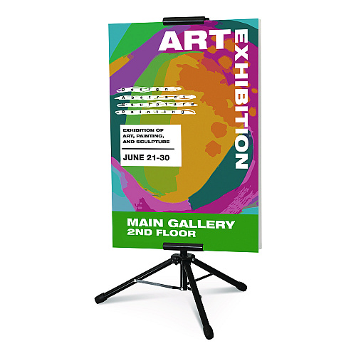 Excello Global Products Blank Floor Sign Stand, Holds Posters Up to 77", 26" to 86" Tall, Black Stand, White Face (EGPHD0523)