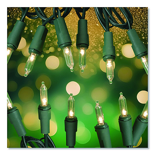 Global Printed Products Indoor/Outdoor LED Holiday String Lights, 60 Bulbs/String, 25 ft String, White/Green Wire, 2 Strings (EGPHLGWWL)