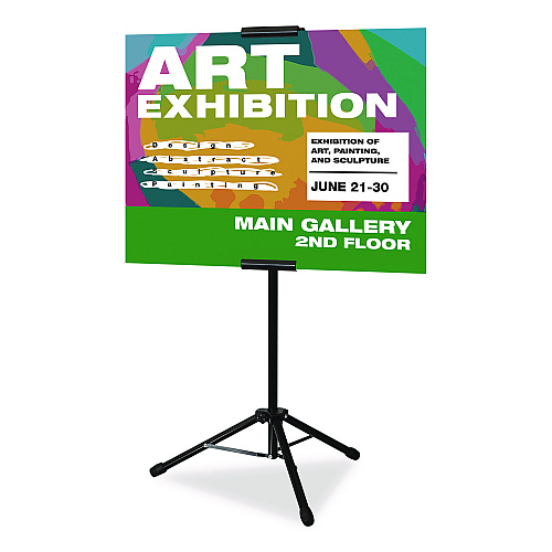 Excello Global Products Blank Floor Sign Stand, Holds Posters Up to 77", 26" to 86" Tall, Black Stand, White Face (EGPHD0523)