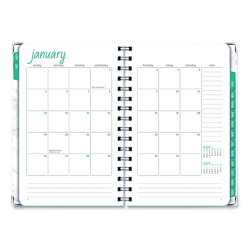 Global Printed Products Marble Weekly/Monthly Planner, Marble Stone Artwork, 8 x 5.5, White/Gray/Silver Cover, 14-Month: Nov 2024 to Dec 2025 (SPLS255804)