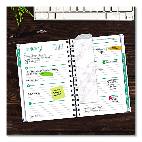 Global Printed Products Marble Weekly/Monthly Planner, Marble Stone Artwork, 8 x 5.5, White/Gray/Silver Cover, 14-Month: Nov 2024 to Dec 2025 (SPLS255804)