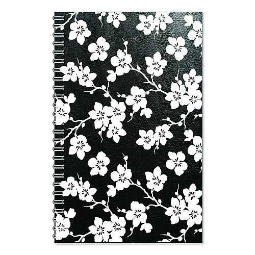 House of Doolittle Recycled Non-Dated Monthly/Weekly Planner, Cherry Blossoms, Black/White Cover, Undated (212152)