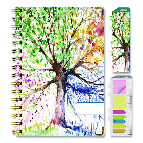 Global Printed Products Seasons Tree Weekly/Monthly Planner, Seasons Tree Artwork, 8 x 5.5, Multicolor Cover, 14-Month: Nov 2024 to Dec 2025 (SPLS255820)