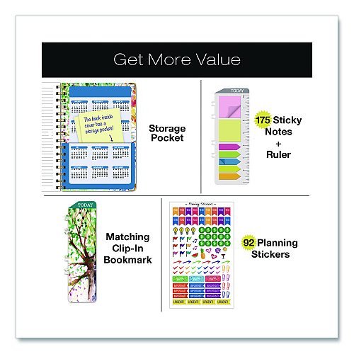 Global Printed Products Seasons Tree Weekly/Monthly Planner, Seasons Tree Artwork, 8 x 5.5, Multicolor Cover, 14-Month: Nov 2024 to Dec 2025 (SPLS255820)