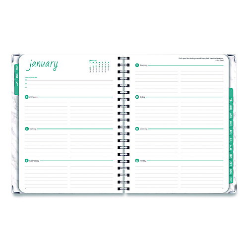Global Printed Products Marble Weekly/Monthly Planner, Marble Stone Artwork, 11 x 8.5, White/Gray/Silver Cover, 14-Month: Nov 2024 to Dec 2025 (SPLS25851106)