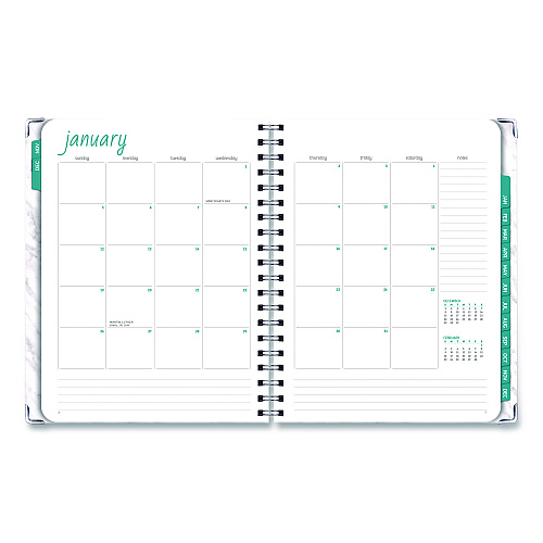 Global Printed Products Marble Weekly/Monthly Planner, Marble Stone Artwork, 11 x 8.5, White/Gray/Silver Cover, 14-Month: Nov 2024 to Dec 2025 (SPLS25851106)