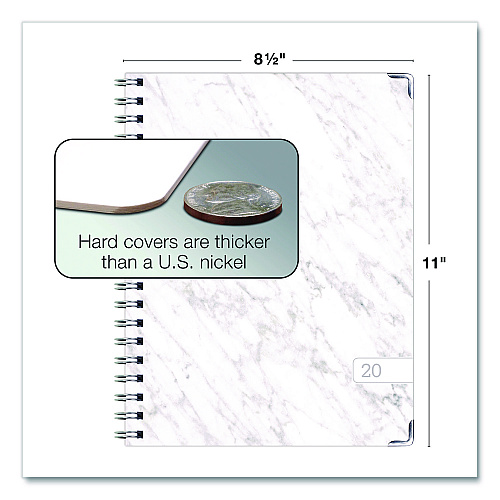 Global Printed Products Marble Weekly/Monthly Planner, Marble Stone Artwork, 11 x 8.5, White/Gray/Silver Cover, 14-Month: Nov 2024 to Dec 2025 (SPLS25851106)