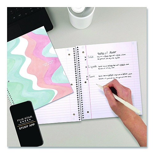 Five Star Brushy Moves Spiral Notebook, 1-Subject, Medium/College Rule, Assorted Cover Colors, (80) 11 x 8.5 Sheets, 2/Pack (930060)