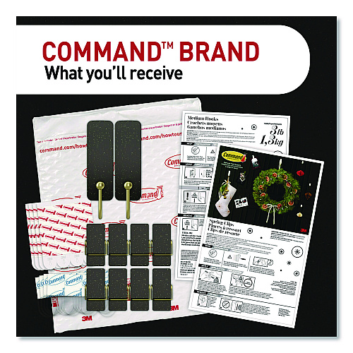 Command Limited Edition Hooks and Clips, Soot, 3 lb Capacity, 2 Hooks, 8 Clips and 12 Strips/Pack (STMHP10ESF)