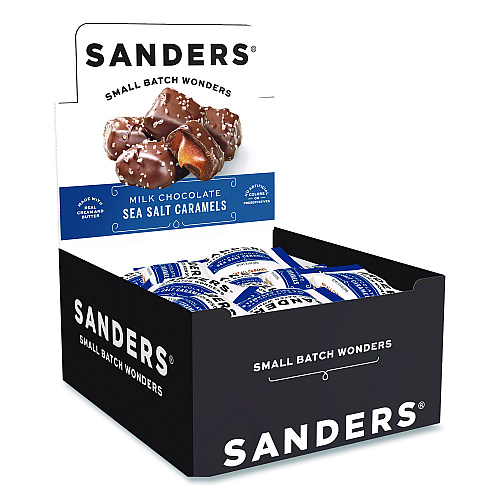 Sanders Small Batch Wonders Snack-Size Milk Chocolate Sea Salt Caramels, 0.5 oz Individually Wrapped, 48/Box (KAR27163)