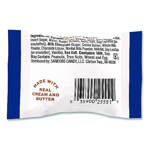Sanders Small Batch Wonders Snack-Size Milk Chocolate Sea Salt Caramels, 0.5 oz Individually Wrapped, 48/Box (KAR27163)