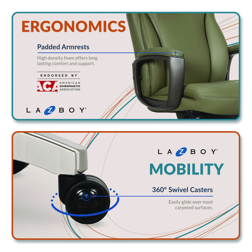 La-Z-Boy Arcadian Bonded Leather Executive Chair, Supports Up to