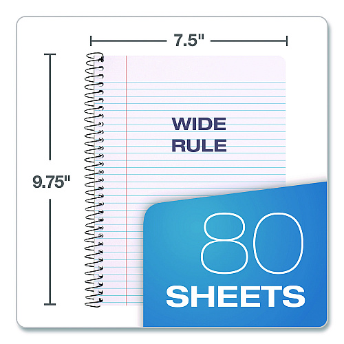 Oxford Spiralbound Composition Books, Wide/Legal Rule, Assorted Cover Colors, (80) 9.75 x 7.5 Sheets, 4/Pack (64946)