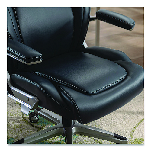 La-Z-Boy Meyer Bonded Leather Executive Chair, Supports Up to 275 lb, 19" x 22.75", Navy Seat, Navy/Back, Silver Base (60082NVYCC)
