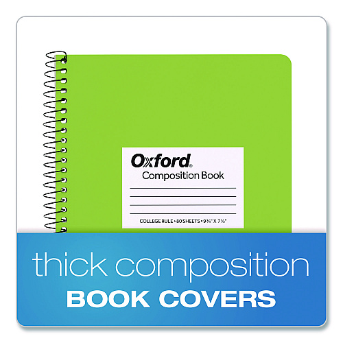Oxford Spiralbound Composition Books, Medium/College Rule, Assorted Cover Colors, (80) 9.75 x 7.5 Sheets, 4/Pack (64947)