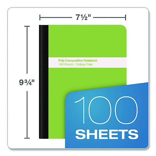 Oxford Poly Composition Books, Medium/College Rule, Assorted Cover Colors, (100) 9.75 x 7 Sheets, 6/Pack (64957)