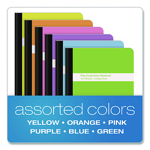 Oxford Poly Composition Books, Medium/College Rule, Assorted Cover Colors, (100) 9.75 x 7 Sheets, 6/Pack (64957)