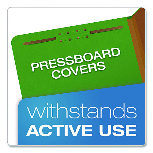 Pendaflex Colored Pressboard Top Tab Classification Folders, 2.5" Expansion, 2 Dividers, 6 Fasteners, Letter Size, Dark Green, 10/Box (24133P)