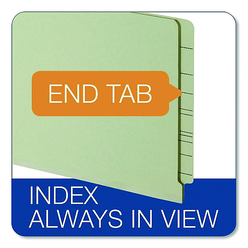 Pendaflex Colored Pressboard End Tab Fastener Folders, 2 Fasteners, Legal Size, Light Green Exterior, 25/Box (47715GW)