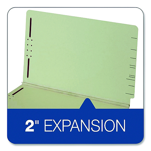 Pendaflex Colored Pressboard End Tab Fastener Folders, 2 Fasteners, Legal Size, Light Green Exterior, 25/Box (47715GW)