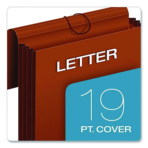 Pendaflex Extra-Wide Expanding Wallet, 5.25" Expansion, 1 Section, Flap/Elastic Cord Closure, Letter Size, Redrope, 10/Box (73186BX)