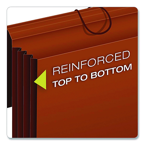 Pendaflex Extra-Wide Expanding Wallet, 5.25" Expansion, 1 Section, Flap/Elastic Cord Closure, Letter Size, Redrope, 10/Box (73186BX)