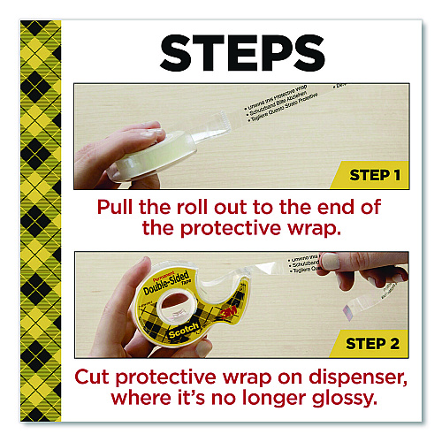 Scotch Double-Sided Permanent Tape in Handheld Dispenser, 1" Core, 0.5" x 500", 6/Pack (6137H2PCMP)