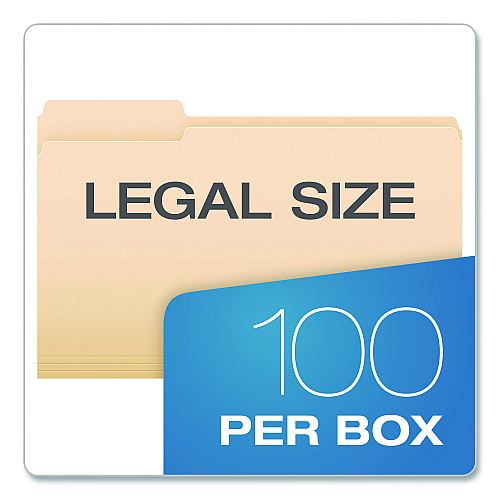 Pendaflex Standard Manila File Folders, 1/3-Cut Tabs: Left Position, Legal Size, Manila, 100/Box (753131)