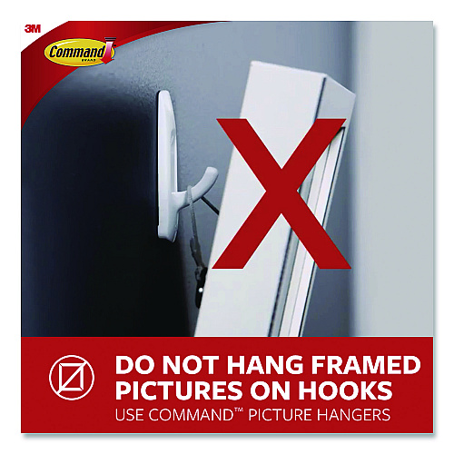 Command General Purpose Hooks, Large, Plastic, White, 5 lb Capacity, 12 Hooks and 18 Strips/Pack (17003CLUB)