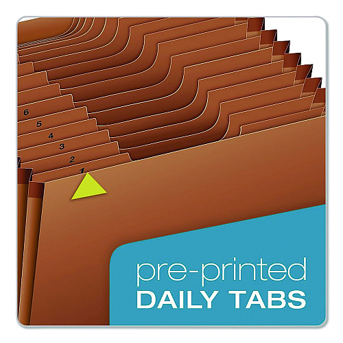 Pendaflex Heavy-Duty Open-Top Expanding Stadium File, 31 Sections, 1/3-Cut Tabs, Legal Size, Redrope (R219DHDBX)