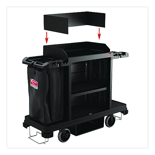 Backboard Accessory for Suncast Commercial Housekeeping Carts HKC1000/HKC2000, Steel, Black, 6/Pack (HKCBB6)