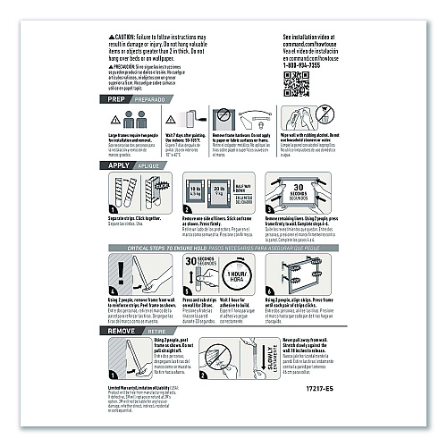 Command Picture Hanging Strips, X-Large, Removable, Holds up to 20 lbs per 4 Strips, Black, 8 Pairs/Pack (17217BLK8ES)