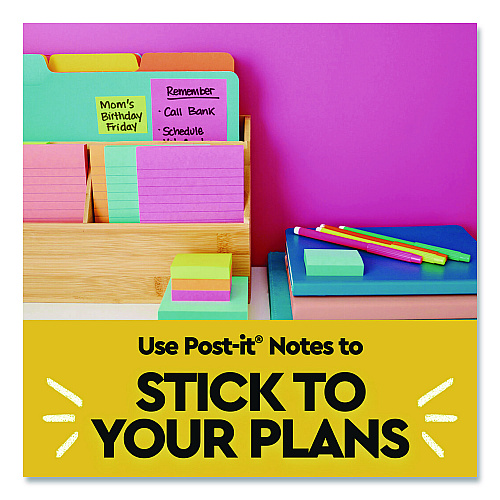 Post-it Original Pads in Poptimistic Collection Colors, 1.38" x 1.88", 100 Sheets/Pad, 18 Pads/Pack (65318AU)