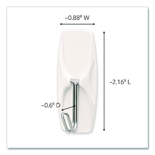 Command General Purpose Wire Hooks, Medium, Metal, White, 2 lb Capacity, 16 Hooks and 20 Strips/Pack (1706516CLUB)