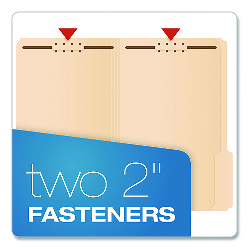 Pendaflex Manila Fastener Folders, 1.5" Expansion, 2 Fasteners, Legal Size, Manila Exterior, 50/Box (29538GW)