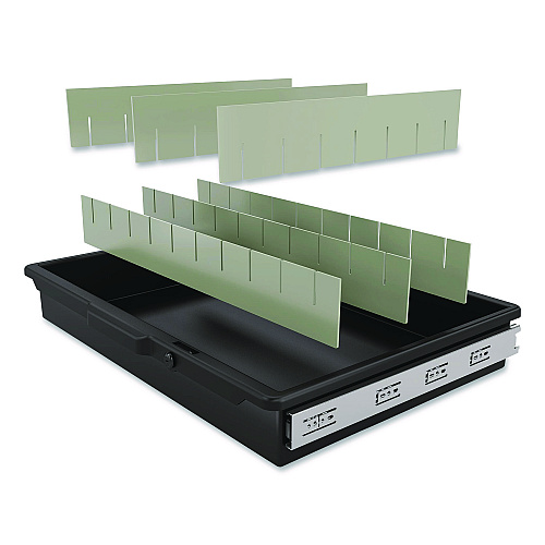 Lockable Slide Drawer with Dividers for Suncast Commercial Full-Size Housekeeping Carts HKC1000/HKC2000, Plastic, Black (HKCDRW2)