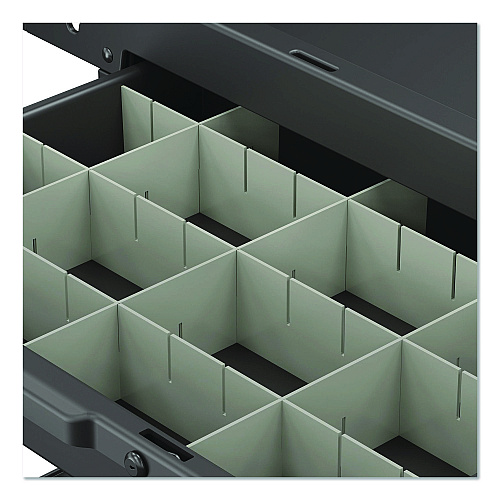 Lockable Slide Drawer with Dividers for Suncast Commercial Full-Size Housekeeping Carts HKC1000/HKC2000, Plastic, Black (HKCDRW2)