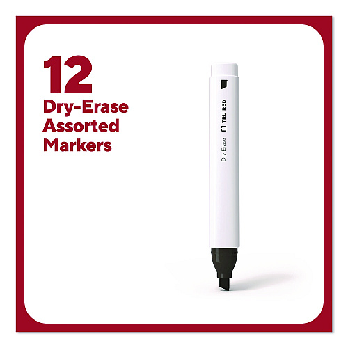TRU RED Tank Dry Erase Markers, Broad Chisel Tip, Assorted Colors, 12/Pack (TR61454)