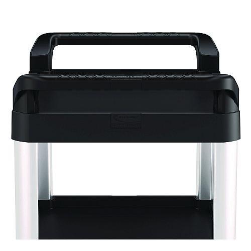 Suncast Commercial Three-Shelf Service Cart, Metal/Plastic, 3 Shelves, 300 lb Capacity, 20" x 34" x 37.92", Black (RC2030)