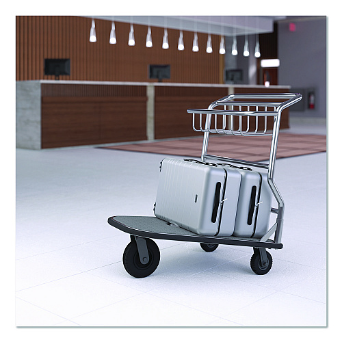 Suncast Commercial Nesting Luggage Cart with Carpeted Platform, 300 lb Capacity, 27 x 37 x 37.5, Silver/Black (MLCNC600)