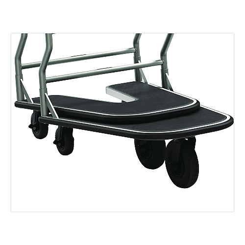 Suncast Commercial Nesting Luggage Cart with Rubber Platform, Capacity, 300 lb Capacity, 27 x 37 x 37.5, Silver/Black (MLCNR600)