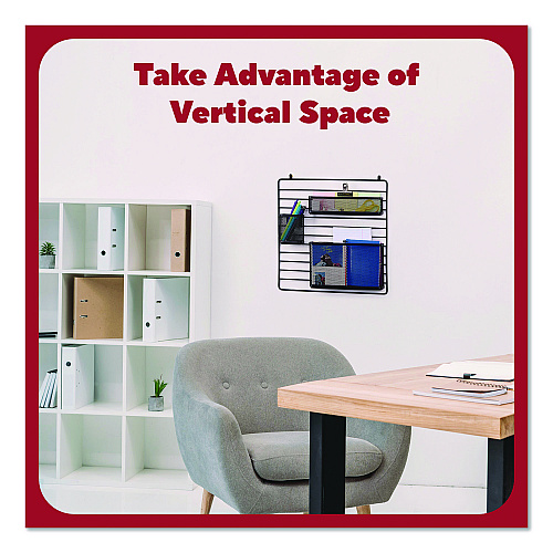 TRU RED Metal Mesh 3-Compartment Cubicle/Wall-Mount Office Supplies Organizer, 15" x 15", Black (TR61967)