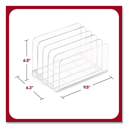 TRU RED 5-Compartment Plastic Incline Sorter, 8.5 x 11 Size, 6.26 x 9.49 x 6.5, Clear (TR62285)