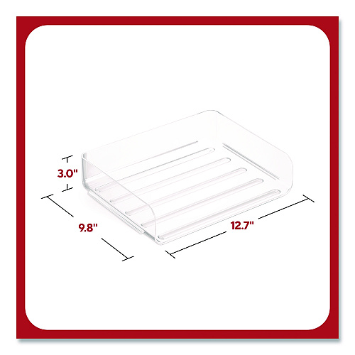 TRU RED Clear Side Load Stackable Plastic Letter Tray, Letter Size, 9.72 x 12.63 x 3.01 (TR62288)